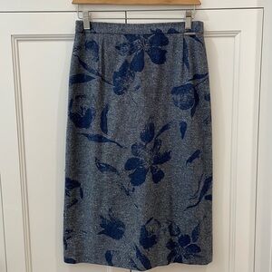 Geiger Vintage Wool Blend Blue Contemporary Floral Skirt-BEAUTIFUL!! Longline-38